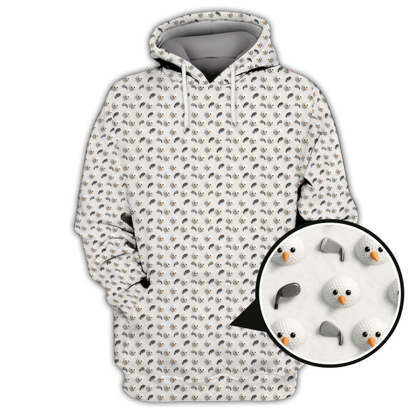 Maxcorners Christmas Golf Shirt, Golf Ball Snowman Shirt, Funny Pattern Golf Shirt For Men