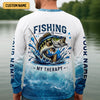 Maxcorners Fishing Is Therapy Funny Fishing Shirt, Mens SPF Shirt, Fishing Gifts For Men, Bass Fishing