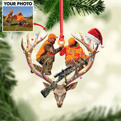 Maxcorners Personalized Hunting Aclyric Christmas Ornament Custom Photo Deer Antler Gift for Hunters LM0110
