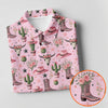 Maxcorners Pink Western Boots Roses Cactus Pattern Hawaiian Golf Shirt, Printed Golf Shirt, Women’s Golf Apparel LM1507