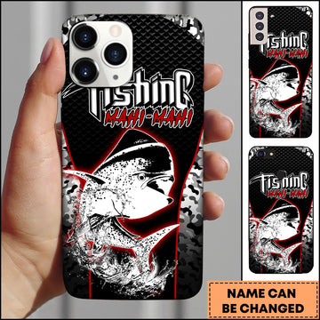 Maxcorners Mahi-Mahi Fishing Black Red Camo Personalized Name 3D Phone Case