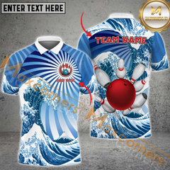 Maxcorners Ball And Pins Great Wave Pattern Bowling Jersey Multicolor Options Personalized Name, Team Name 3D Shirt