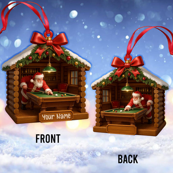 Maxcorners Personalized Santa Playing Billiards Ornament, Custom Pool Table Christmas Ornament, Gift For Billiards Lover