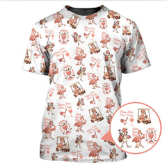 Maxcorners Flamingo Golf Shirt For Golfers, Funny Womens Golf Polos, Pattern Ladies Golf Shirt