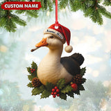 Maxcorners Personalized Funny Duck Smoking Acrylic Christmas Ornament – Custom Name Holiday Gift for Hunters & Outdoor Lovers LM0411