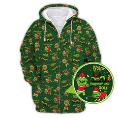 Maxcorners Funny Pattern Golf Shirt, Pug Golf Shirt For Men, Pugrinch Golf Shirt For Golfer