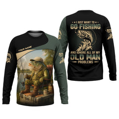 Maxcorners I Just Want To Go Fishing And Ignore Old Man Problem SPF Shirts, Fishing Shirts For Men, Fisherman Gift