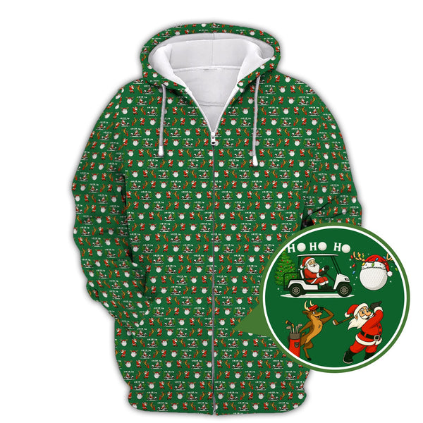 Maxcorners Christmas Golf Shirt, Hohoho Pattern Golf Shirt, Xmas Golf Shirt, Golf Gift For Men