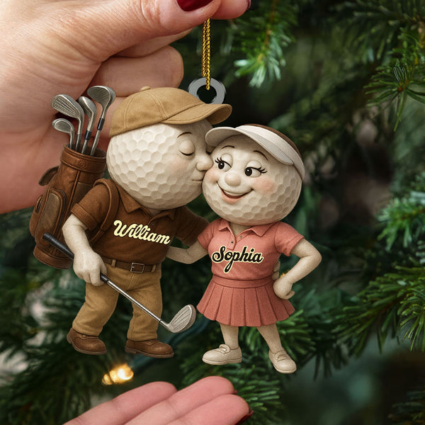 Maxcorners Custom Name Golf Couple Acrylic Ornaments, Golf Christmas Gifts, Christmas Gift Ideas For Couples LM1611