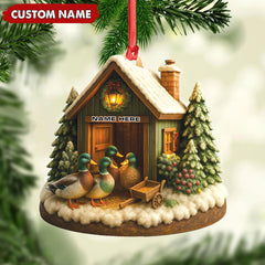 Maxcorners Personalized Acrylic Mallard Duck Family Christmas Ornament - Rustic Holiday Cabin Decor for Nature & Wildlife Lovers LM0110