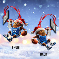 Maxcorners Custom Name and Number Basketball Ornament, Basketball Team Christmas Gift 2D Flat LM2111