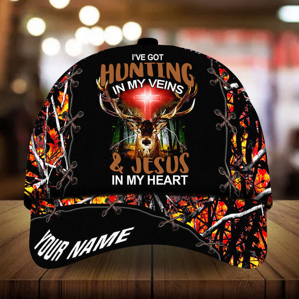 Maxcorners I've Got Hunting In My Heart Jesus In my Veins 3D Multicolor Personalized Cap