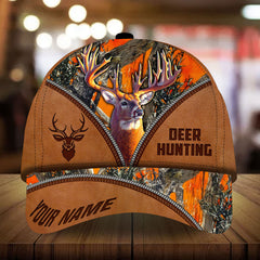 Maxcorners Premium Deer Hunting Zip Leather Pattern 3D Multicolor Personalized Cap