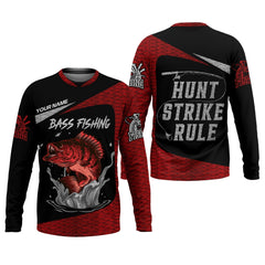 Maxcorners Bass Fishing Shirts, Hunt - Strike - Rule, SPF Long Sleeve Shirts, Fishing Shirts For Men