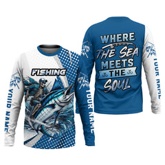 Maxcorners Skeleton Fishing Shirts, Where The Sea Meets The Soul, SPF Long Sleeve Shirts, Fishing Shirts For Men