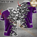 Maxcorners Golf Skull Ball Skin Pattern Multicolor Option Customized Name, Team Name 3D Polo Shirt