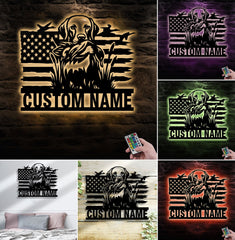Maxcorners Personalized Hunting Dog Metal Sign WITH LED/WITHOUT LED - Duck Retriever Wall Decor LM0110
