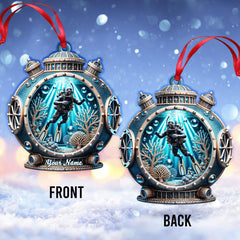 Maxcorners Custom Name Diving Ornament, Christmas Gift for Diving Lover 2D Flat LM2111