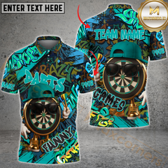 Maxcorners Darts Funny Graffiti Cool Aim Crew Multicolor Customized Name, Team Name 3D Polo Shirt