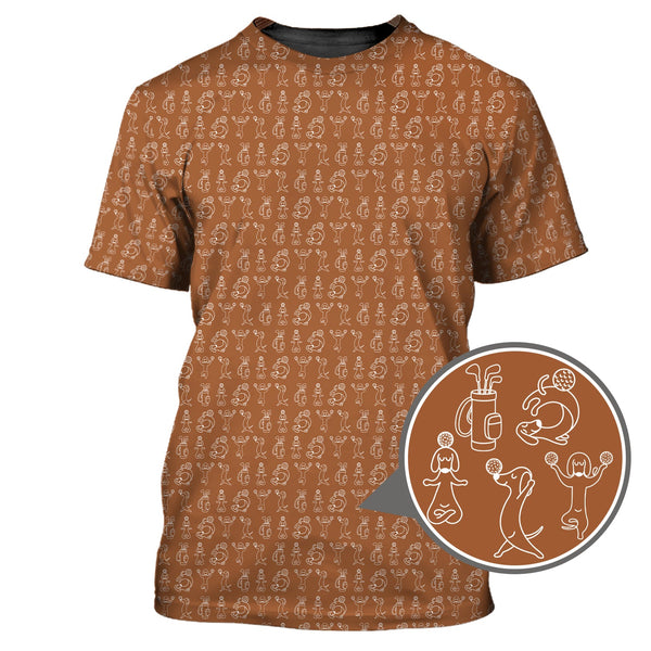 Maxcorners Pattern Golf Shirt, Dachshund Pattern Golf Shirt, Funny Dog Golf Polos For Pet Lovers
