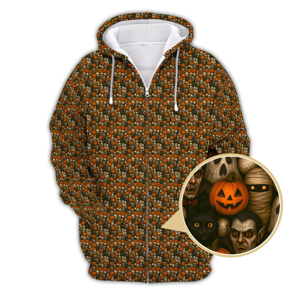Maxcorners Halloween Pattern Golf Shirt, Funny Halloween Golf Shirt, Golf Gift For Golfer