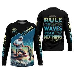 Maxcorners Fishing Shirts, Rule The Waves Fear Nothing, SPF Long Sleeve Shirts, Fishing Shirts For Men