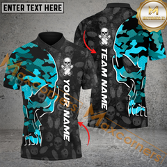 Maxcorners Skull Camo Bowling Jersey Multicolor Options Personalized Name, Team Name 3D Shirt