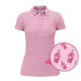 Maxcorners Funny Pattern Golf Shirt, Pink Golf Shirt For Women, Breast Cancer Golf Shirt For Golfer
