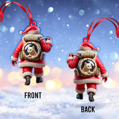 Maxcorners Custom Name Santa and Pet Ornament, Pet Lover Christmas Gift 2D Flat LM2111