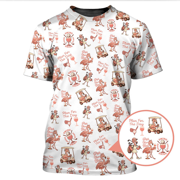 Maxcorners Flamingo Golf Shirt For Golfers, Funny Womens Golf Polos, Pattern Ladies Golf Shirt