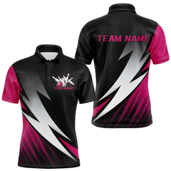 Maxcorners Black And Pink Custom Bowling Jerseys, Men Polo Shirt Bowling Tournament Outfits LM105