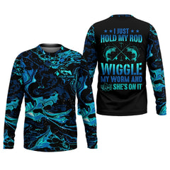 Maxcorners Fishing UPF Shirts, I Just Hold My Rod Wiggle My Worm, Funny Fishing Shirt, Gift For Fisherman
