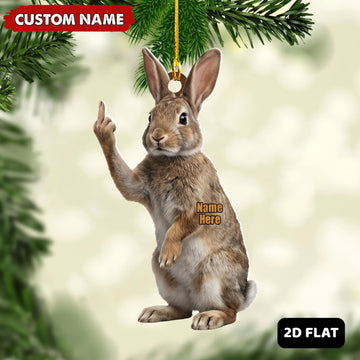 Maxcorners Rabbit Hunting Middle Finger Gesture Funny Rabbit Hunter Gift Customized Name 3D Keychain And Ornament