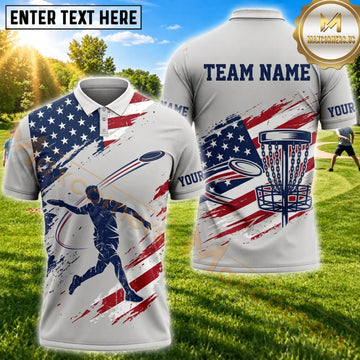 Maxcorners Disc Golf American Flag Player Silhouette Personalized Name 3D Unisex Shirt