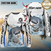 Maxcorners Fishing White Black Curve Pattern Design Custom Name & Team Name 3D Shirts