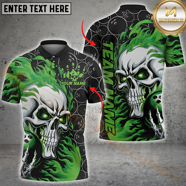 Maxcorners Bowling Ghostfire Ball Pattern Multicolor Options Personalized Name, Team Name 3D Shirt