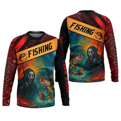 Maxcorners Ghost Face Fish Mens Sun Protection Shirts, Fishing Jersey, Fisherman Gift, Fishing Shirts For Men