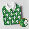 Maxcorners St Patrick's Day Shamrock Argyle Pattern Green And White Argyle Golf Shirt, Women's Golf Tops, Ladies Golf Polos
