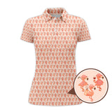 Maxcorners Flamingo Pattern Golf Shirt, Funny Ladies Golf Shirts, Flamingo Golf Polos for Women