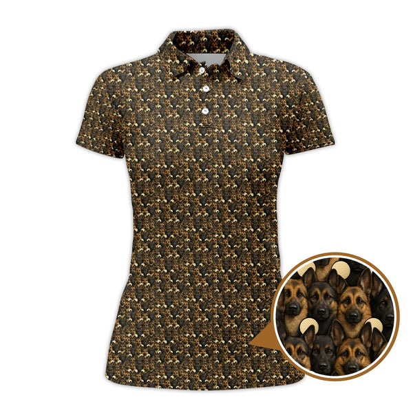 Maxcorners German Shepherd Dog Pattern Golf Shirt, Funny German Shepherd Golf Shirt For Dog Lovers, Golf Gift For Golfers