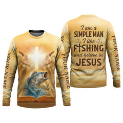 Maxcorners I Like Fishing And Believe In Jesus, Fishing UPF Shirts, Fisherman Gift, Fishing Shirts For Men