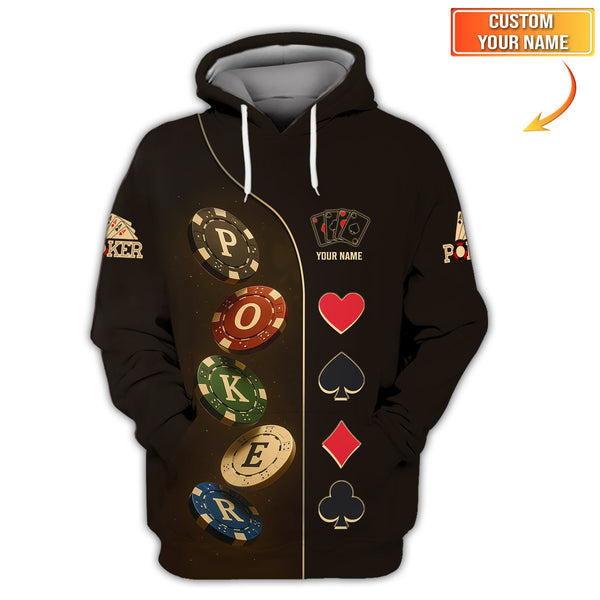 Custom Poker Shirt Dark Casino Chip Card Suit Tee for Men Gifts, Poker Dad Presents