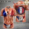 Maxcorners Darts Shirt Patriotic Flag Bikini & Bullseye Dartboard Athletic Body Design, Customized Name, Team Name 3D Shirts