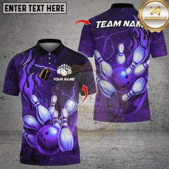 Maxcorners Flame Thunder Bowling Multicolor Customized Name, Team Name 3D Shirts