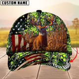 Maxcorners Deer Hunting American Flag Camouflage Pattern Multicolor Personalized Name 3D Cap