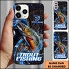 Maxcorners Fishing Blue Flame Smoke Line Premium Style Sport Personalized Name Phone Case (8 Fish Species)