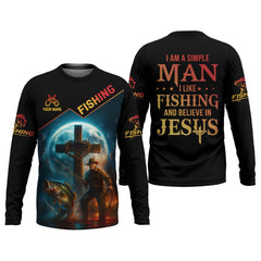Maxcorners I Like Fishing And Believe In Jesus SPF Shirt For Men, Christian Fishing, Gift For Fisherman