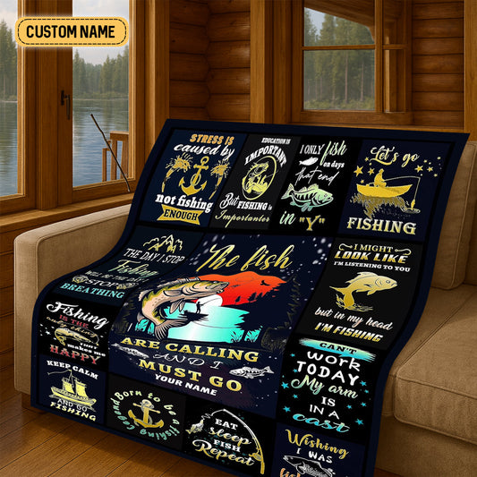 Maxcorners The Fish Are Calling And I Must Go Custom Name Blanket, Presents For Fishermen, Gift For Fishing Lover LM0201