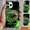 Maxcorners Fishing Green Flame Energy Personalized Name Phone Case (10 Fish Species)