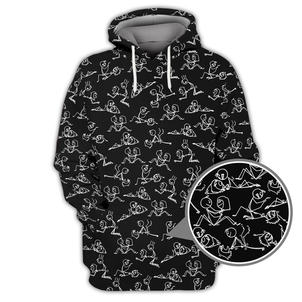 Maxcorners Funny Golf Shirt For Golfer, Stick Figure Pattern Golf Shirt, Crazy Golf Shirt For Men